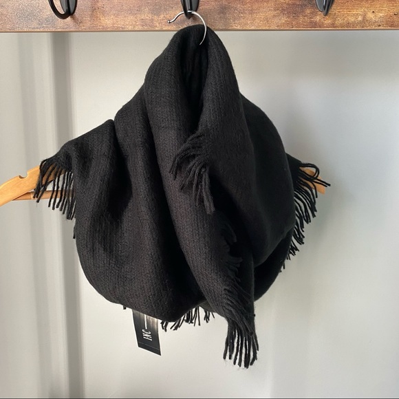 INC international concepts black fringe infinity scarf - Picture 2 of 6